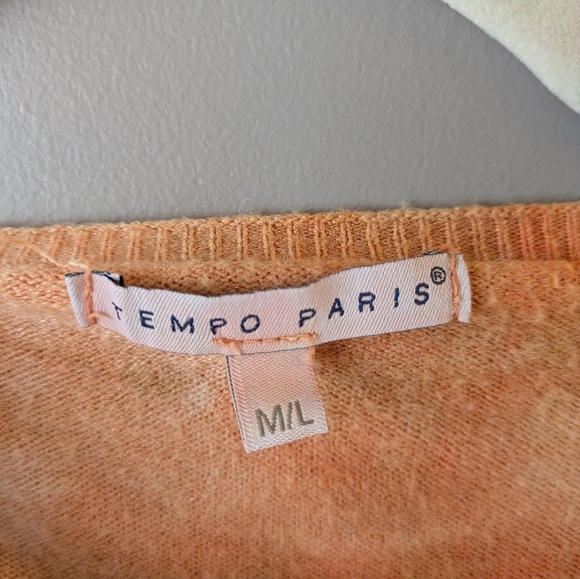 Tempo Paris V neck Silk Blend Sweater M/L - Picture 3 of 12